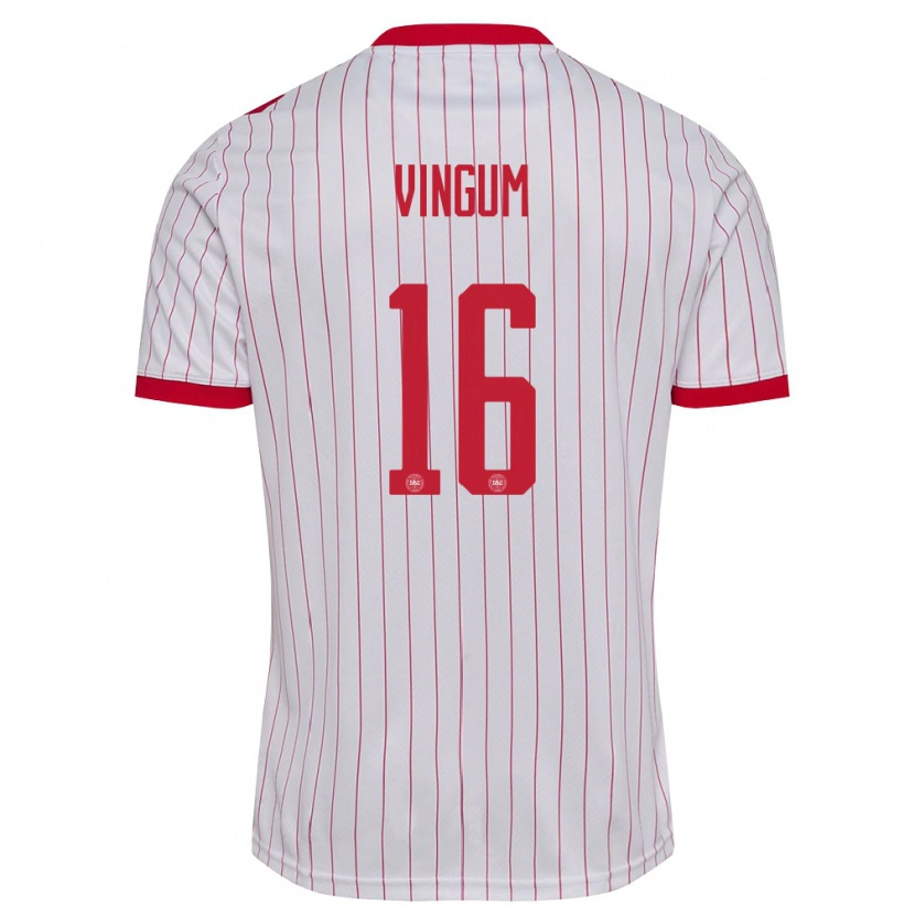Danxen Män Danmark Alberte Vingum #16 Vit Röd Bortatröja Matchtröjor 26-28 Tröjor T-Tröja