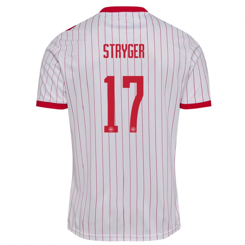Danxen Män Danmark Jens Stryger Larsen #17 Vit Röd Bortatröja Matchtröjor 26-28 Tröjor T-Tröja