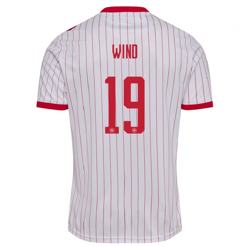 Danxen Män Danmark Jonas Wind #19 Vit Röd Bortatröja Matchtröjor 26-28 Tröjor T-Tröja