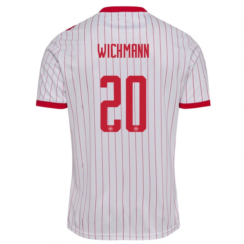 Danxen Män Danmark Julius Wichmann #20 Vit Röd Bortatröja Matchtröjor 26-28 Tröjor T-Tröja