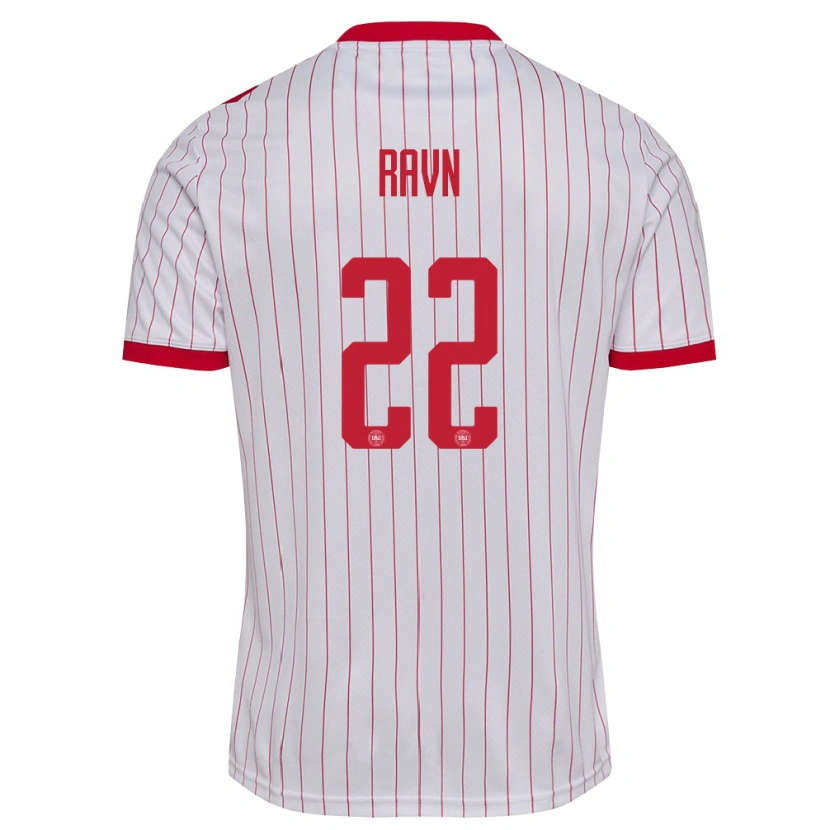 Danxen Män Danmark Anders Ravn #22 Vit Röd Bortatröja Matchtröjor 26-28 Tröjor T-Tröja