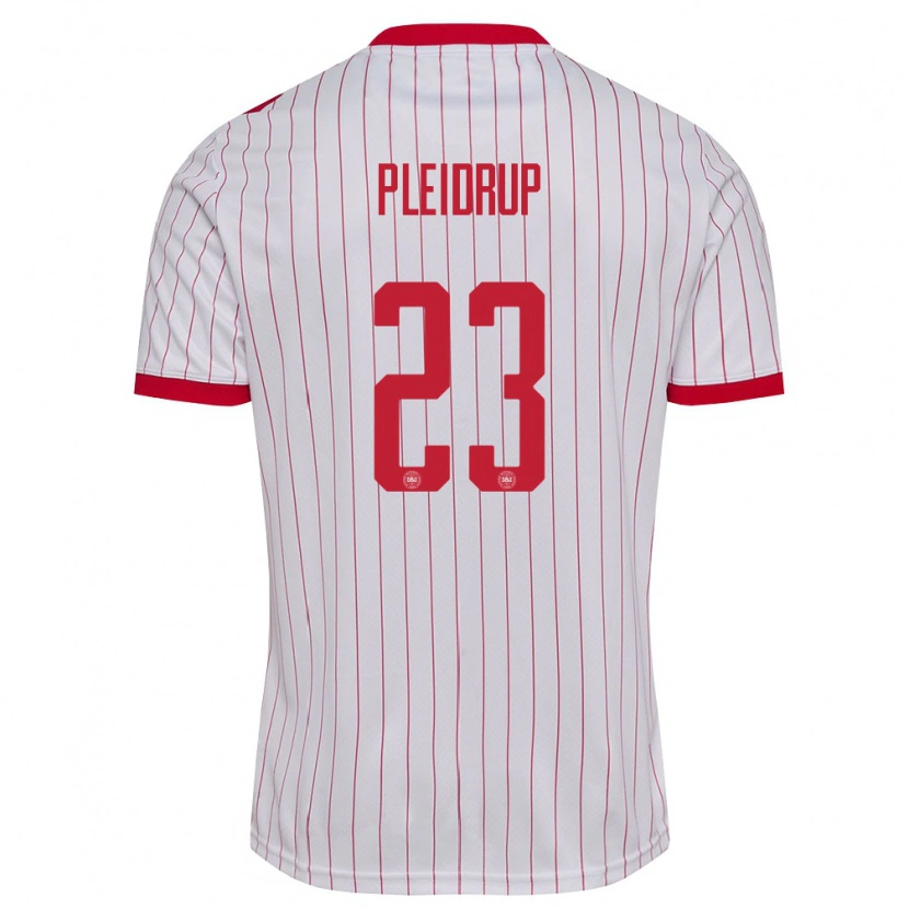 Danxen Män Danmark Caroline Pleidrup #23 Vit Röd Bortatröja Matchtröjor 26-28 Tröjor T-Tröja