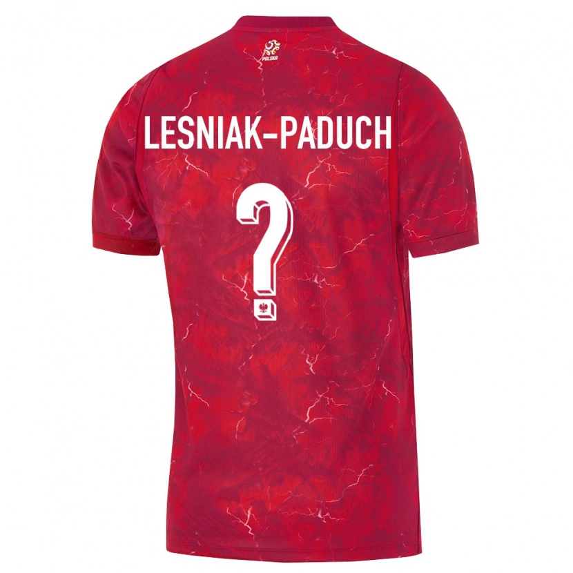 Danxen Män Polen Nikodem Leśniak-Paduch #0 Röd Vit Bortatröja Matchtröjor 26-28 Tröjor T-Tröja