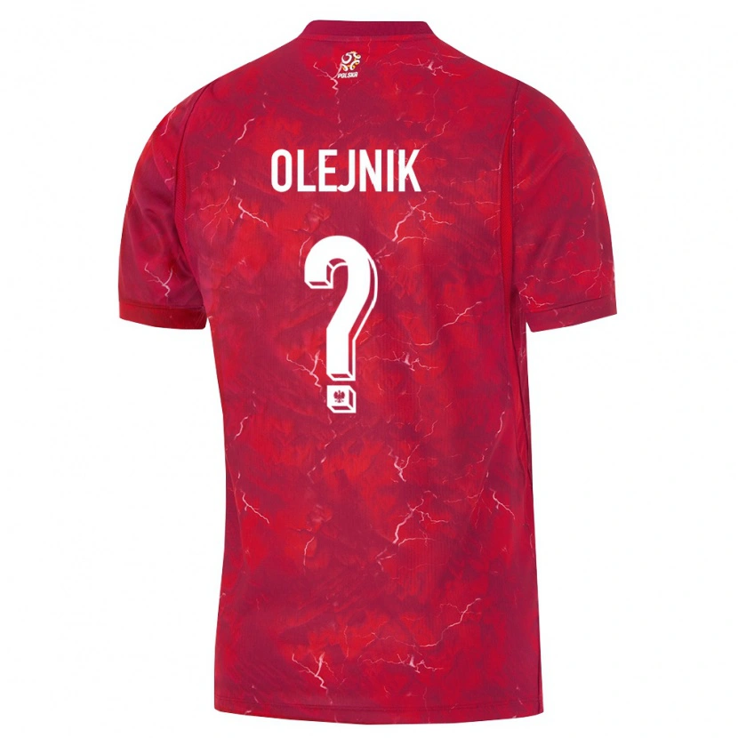 Danxen Män Polen Patryk Olejnik #0 Röd Vit Bortatröja Matchtröjor 26-28 Tröjor T-Tröja