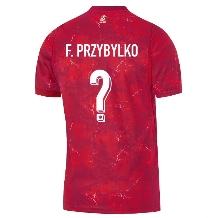 Danxen Män Polen Filip Przybyłko #0 Röd Vit Bortatröja Matchtröjor 26-28 Tröjor T-Tröja