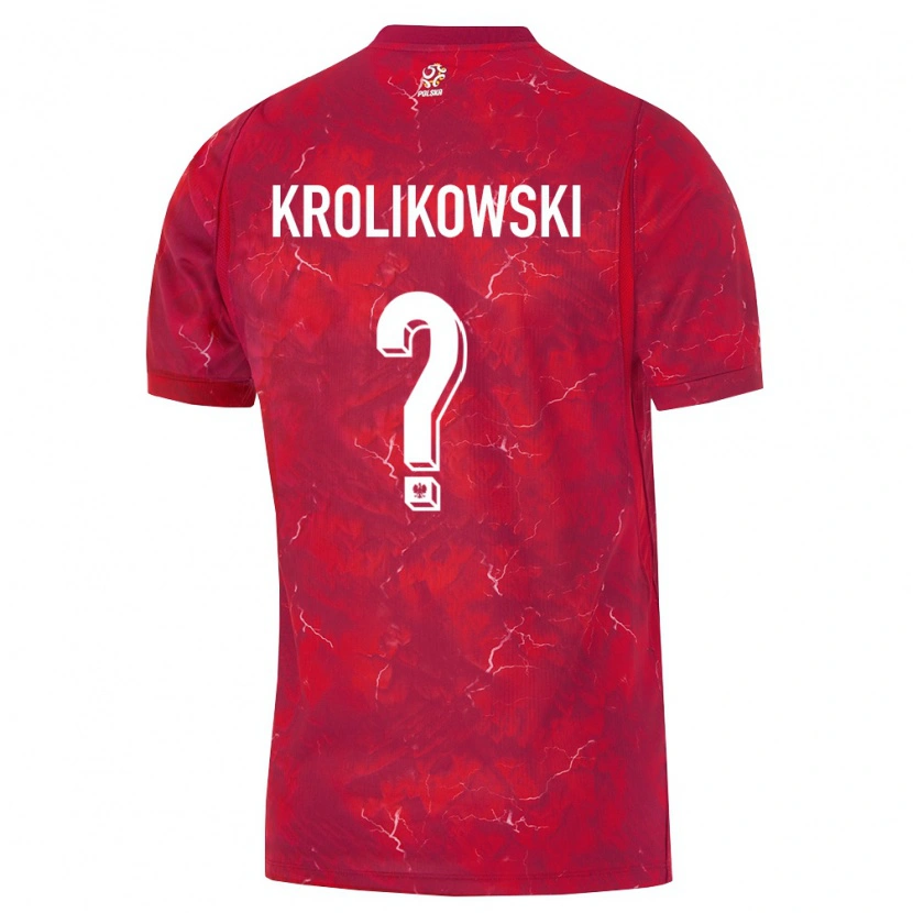 Danxen Män Polen Wojciech Krolikowski #0 Röd Vit Bortatröja Matchtröjor 26-28 Tröjor T-Tröja