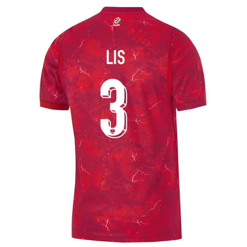 Danxen Män Polen Adrian Lis #3 Röd Vit Bortatröja Matchtröjor 26-28 Tröjor T-Tröja