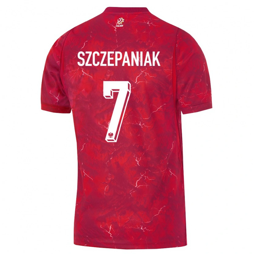 Danxen Män Polen Mateusz Szczepaniak #7 Röd Vit Bortatröja Matchtröjor 26-28 Tröjor T-Tröja