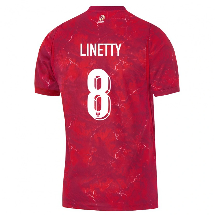 Danxen Män Polen Karol Linetty #8 Röd Vit Bortatröja Matchtröjor 26-28 Tröjor T-Tröja
