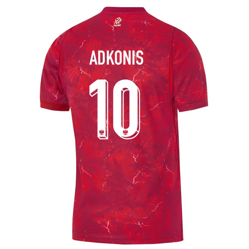 Danxen Män Polen Jakub Adkonis #10 Röd Vit Bortatröja Matchtröjor 26-28 Tröjor T-Tröja