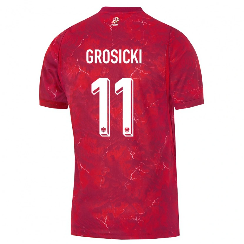 Danxen Män Polen Kamil Grosicki #11 Röd Vit Bortatröja Matchtröjor 26-28 Tröjor T-Tröja