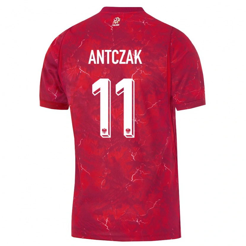 Danxen Män Polen Jakub Antczak #11 Röd Vit Bortatröja Matchtröjor 26-28 Tröjor T-Tröja