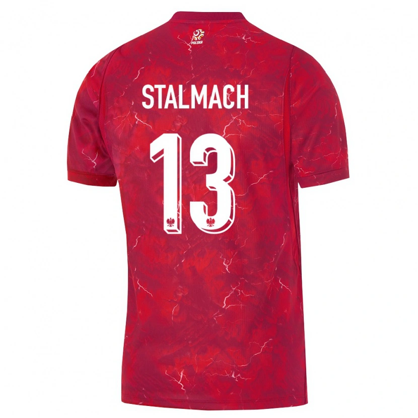 Danxen Män Polen Dariusz Stalmach #13 Röd Vit Bortatröja Matchtröjor 26-28 Tröjor T-Tröja