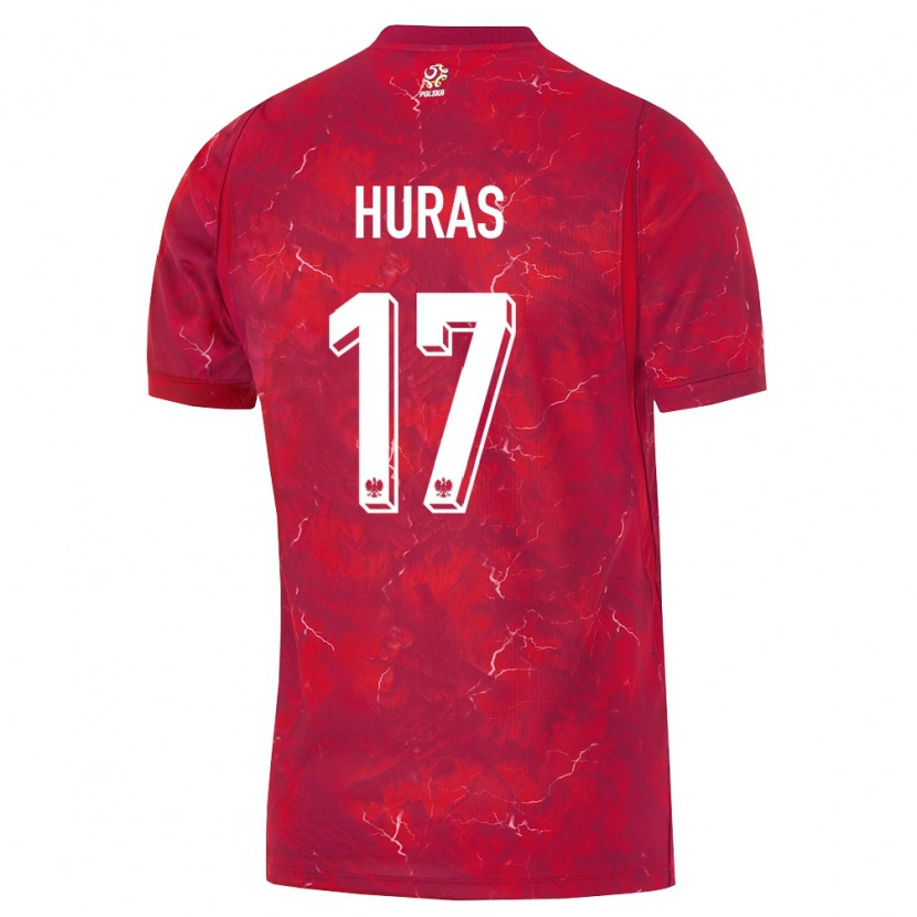 Danxen Män Polen Mike Huras #17 Röd Vit Bortatröja Matchtröjor 26-28 Tröjor T-Tröja