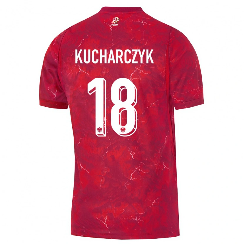 Danxen Män Polen Filip Kucharczyk #18 Röd Vit Bortatröja Matchtröjor 26-28 Tröjor T-Tröja