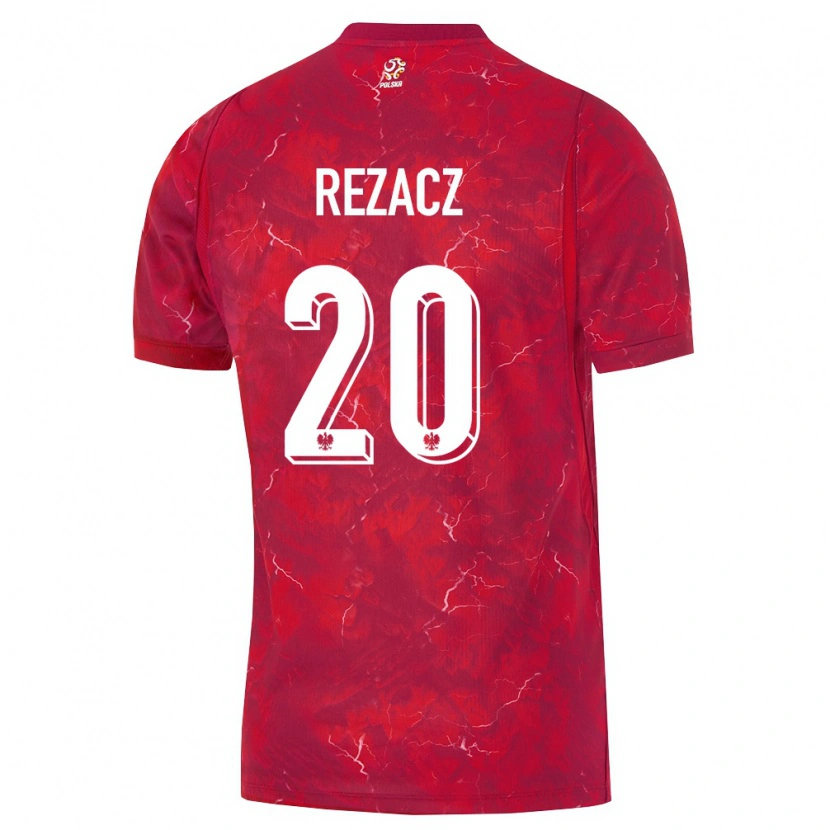 Danxen Män Polen Wojciech Rezacz #20 Röd Vit Bortatröja Matchtröjor 26-28 Tröjor T-Tröja