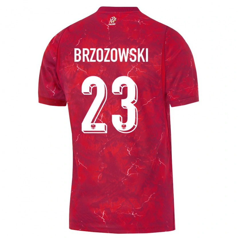 Danxen Män Polen Milosz Brzozowski #23 Röd Vit Bortatröja Matchtröjor 26-28 Tröjor T-Tröja