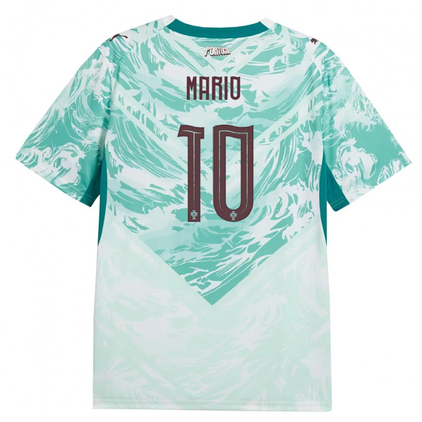 Danxen Män Portugal Joao Mario #10 Himmelblå Vit Grön Bortatröja Matchtröjor 26-28 Tröjor T-Tröja