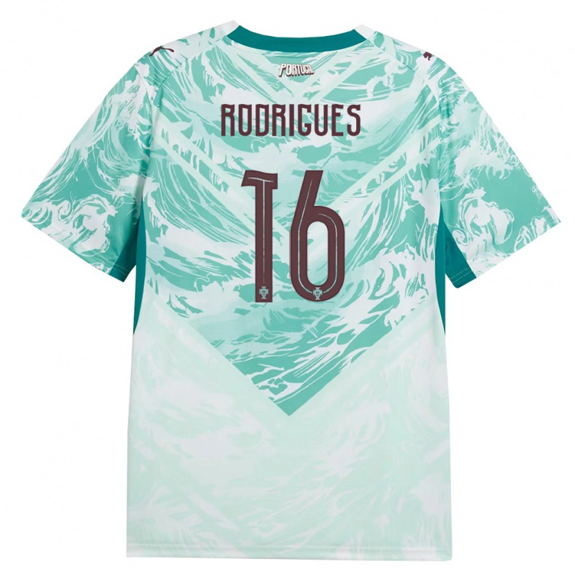 Danxen Män Portugal Diego Rodrigues #16 Himmelblå Vit Grön Bortatröja Matchtröjor 26-28 Tröjor T-Tröja