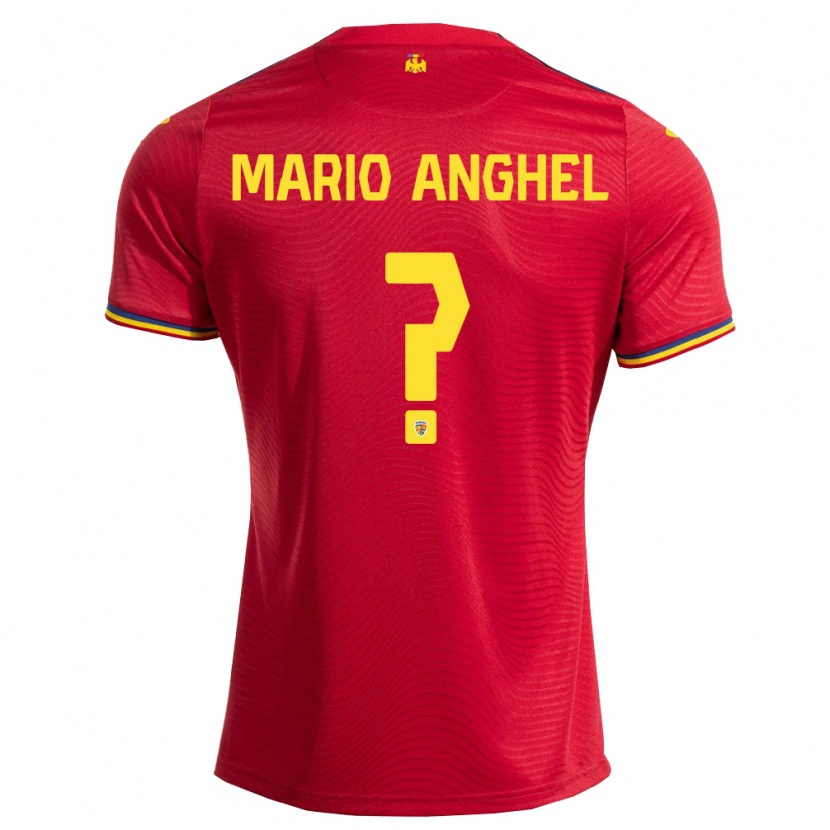 Danxen Män Rumänien Mario Anghel #0 Röd Marin Gul Bortatröja Matchtröjor 26-28 Tröjor T-Tröja