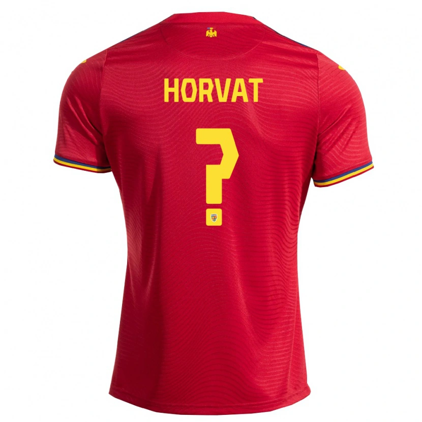 Danxen Män Rumänien Eneas Horvat #0 Röd Marin Gul Bortatröja Matchtröjor 26-28 Tröjor T-Tröja