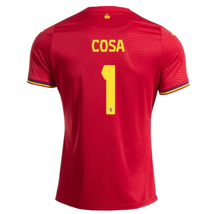Danxen Män Rumänien Tudor Coşa #1 Röd Marin Gul Bortatröja Matchtröjor 26-28 Tröjor T-Tröja
