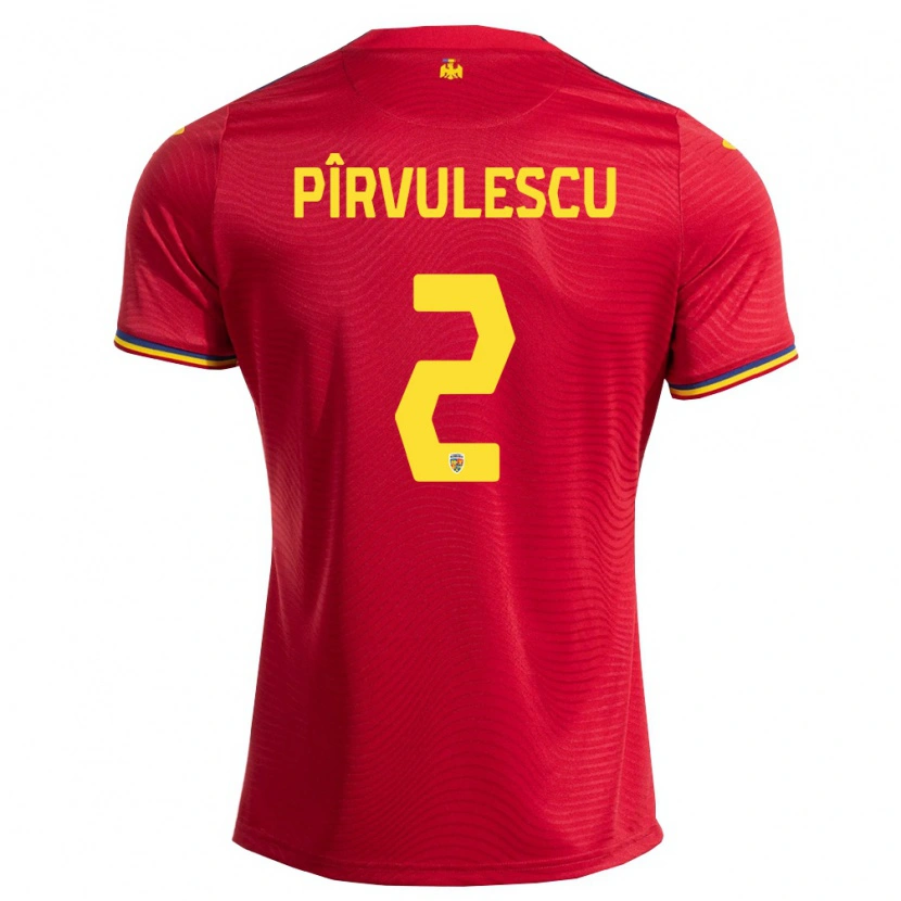 Danxen Män Rumänien Sergiu Pîrvulescu #2 Röd Marin Gul Bortatröja Matchtröjor 26-28 Tröjor T-Tröja