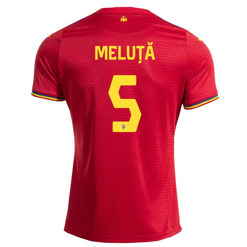 Danxen Män Rumänien Teodora Meluță #5 Röd Marin Gul Bortatröja Matchtröjor 26-28 Tröjor T-Tröja