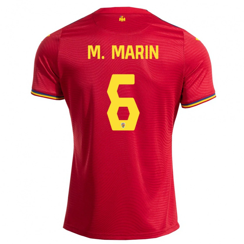 Danxen Män Rumänien Marius Marin #6 Röd Marin Gul Bortatröja Matchtröjor 26-28 Tröjor T-Tröja
