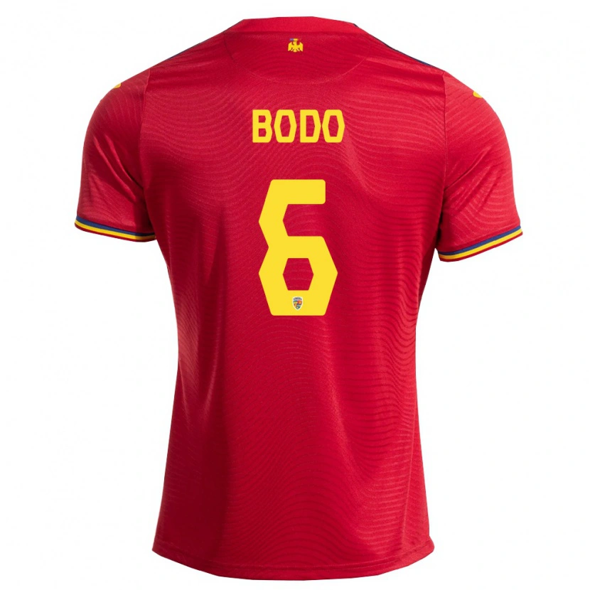 Danxen Män Rumänien Efraim Bödő #6 Röd Marin Gul Bortatröja Matchtröjor 26-28 Tröjor T-Tröja