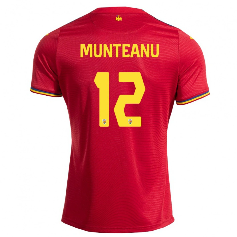 Danxen Män Rumänien Rafael Munteanu #12 Röd Marin Gul Bortatröja Matchtröjor 26-28 Tröjor T-Tröja
