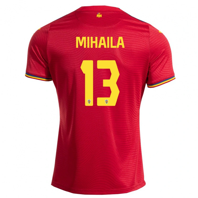 Danxen Män Rumänien Valentin Mihăilă #13 Röd Marin Gul Bortatröja Matchtröjor 26-28 Tröjor T-Tröja