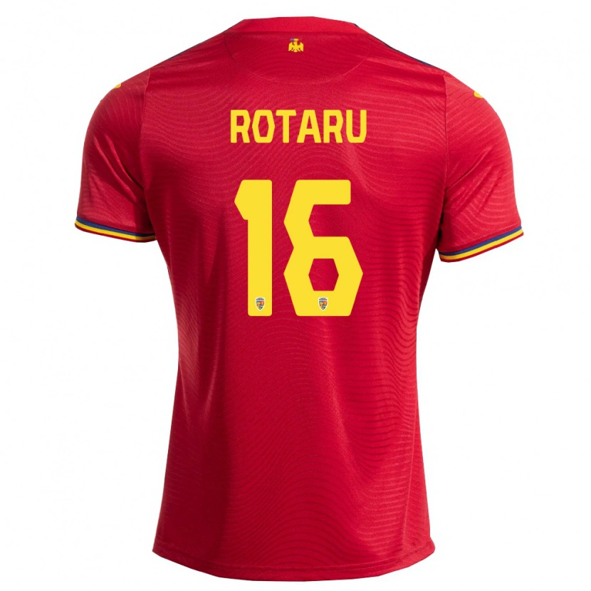 Danxen Män Rumänien Ștefan Rotaru #16 Röd Marin Gul Bortatröja Matchtröjor 26-28 Tröjor T-Tröja