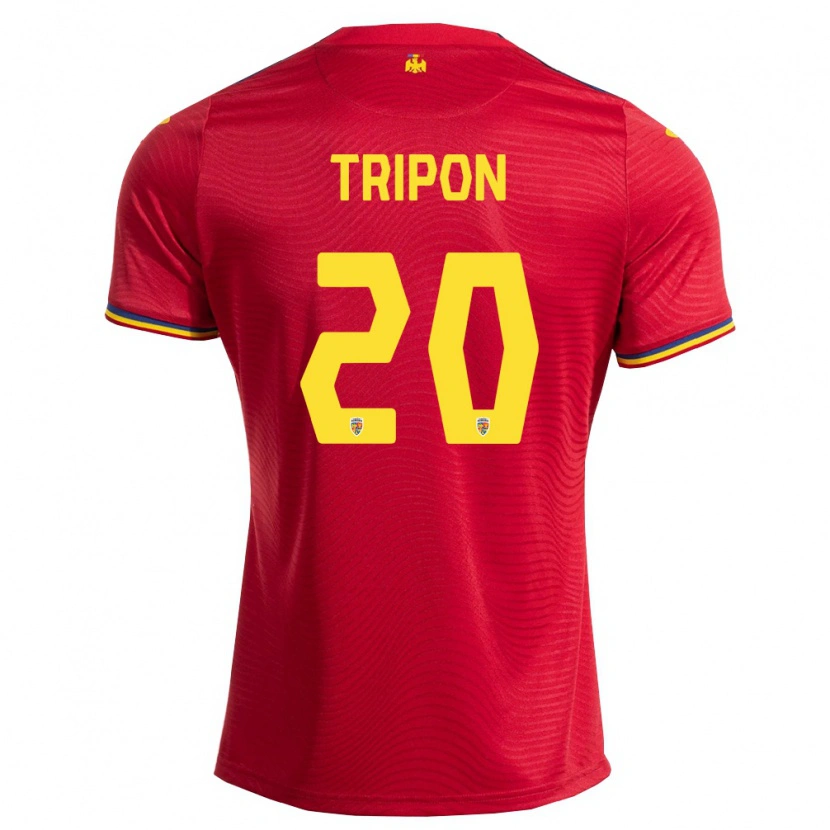 Danxen Män Rumänien Darius Tripon #20 Röd Marin Gul Bortatröja Matchtröjor 26-28 Tröjor T-Tröja