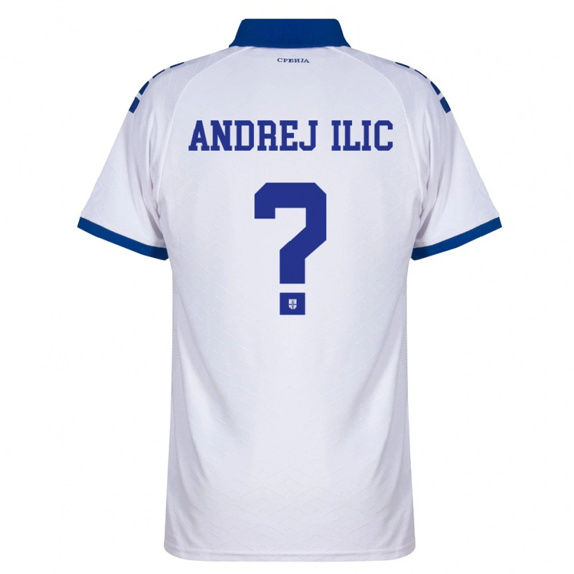 Danxen Män Serbien Andrej Ilic #0 Marin Vit Röd Bortatröja Matchtröjor 26-28 Tröjor T-Tröja