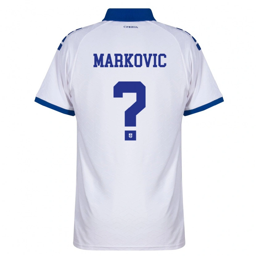Danxen Män Serbien Mihajlo Markovic #0 Marin Vit Röd Bortatröja Matchtröjor 26-28 Tröjor T-Tröja