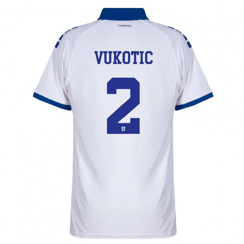 Danxen Män Serbien Vuk Vukotic #2 Marin Vit Röd Bortatröja Matchtröjor 26-28 Tröjor T-Tröja