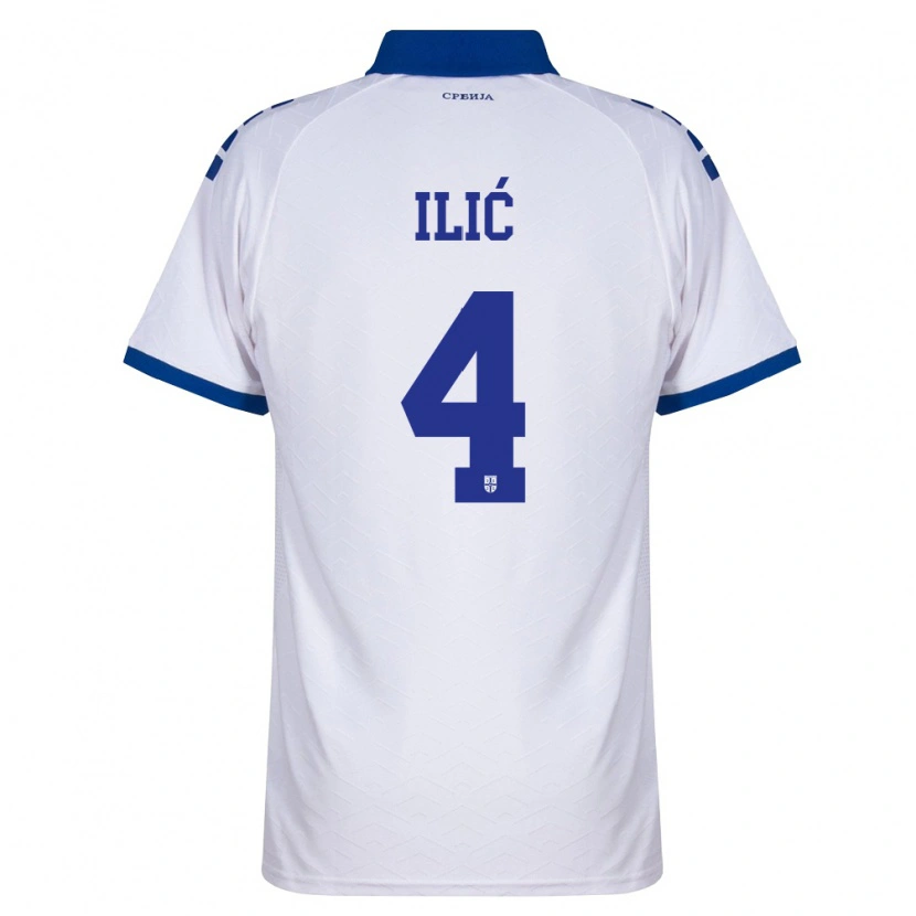 Danxen Män Serbien Marija Ilic #4 Marin Vit Röd Bortatröja Matchtröjor 26-28 Tröjor T-Tröja