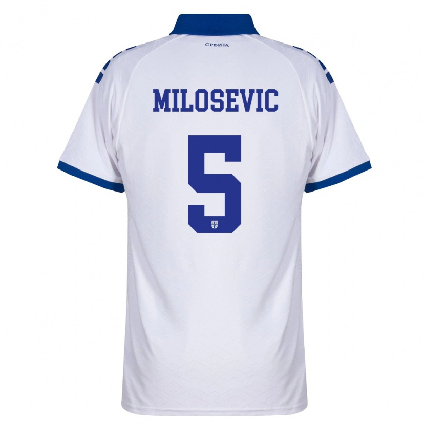 Danxen Män Serbien Jovan Milosevic #5 Marin Vit Röd Bortatröja Matchtröjor 26-28 Tröjor T-Tröja