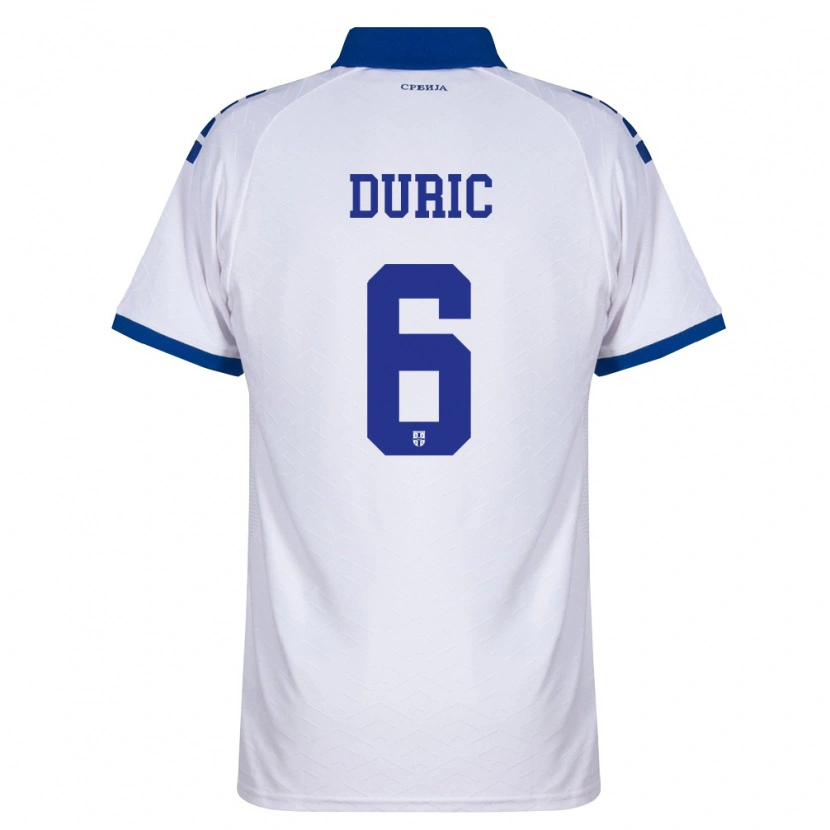 Danxen Män Serbien Andrej Duric #6 Marin Vit Röd Bortatröja Matchtröjor 26-28 Tröjor T-Tröja