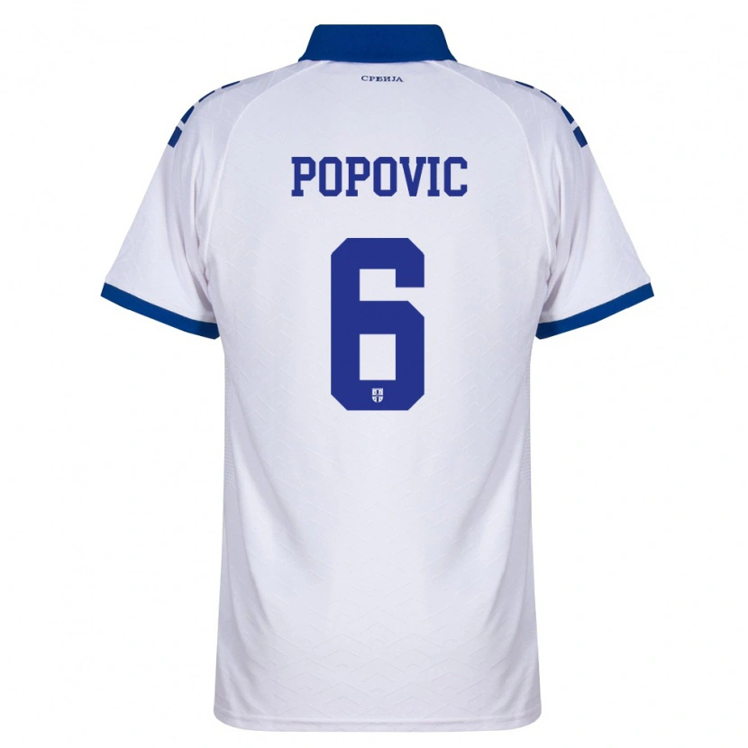 Danxen Män Serbien Andrej Popovic #6 Marin Vit Röd Bortatröja Matchtröjor 26-28 Tröjor T-Tröja