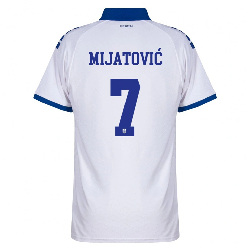 Danxen Män Serbien Milica Mijatovic #7 Marin Vit Röd Bortatröja Matchtröjor 26-28 Tröjor T-Tröja