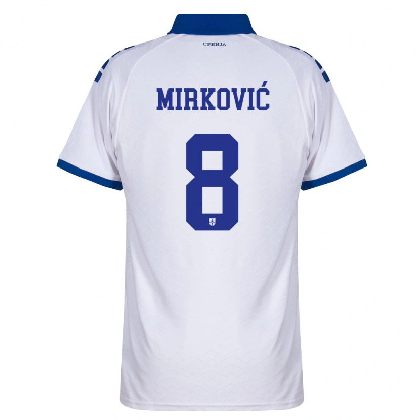 Danxen Män Serbien Nemanja Mirkovic #8 Marin Vit Röd Bortatröja Matchtröjor 26-28 Tröjor T-Tröja