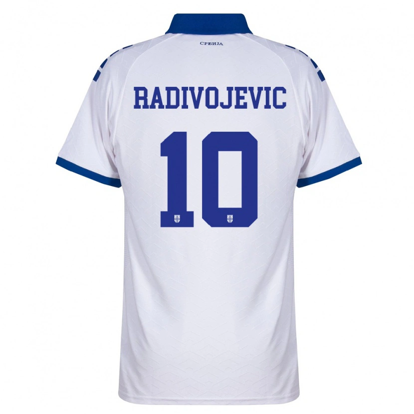 Danxen Män Serbien Strahinja Radivojevic #10 Marin Vit Röd Bortatröja Matchtröjor 26-28 Tröjor T-Tröja