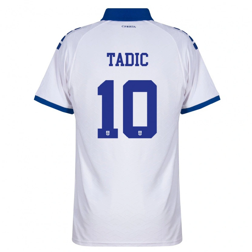 Danxen Män Serbien Dusan Tadic #10 Marin Vit Röd Bortatröja Matchtröjor 26-28 Tröjor T-Tröja