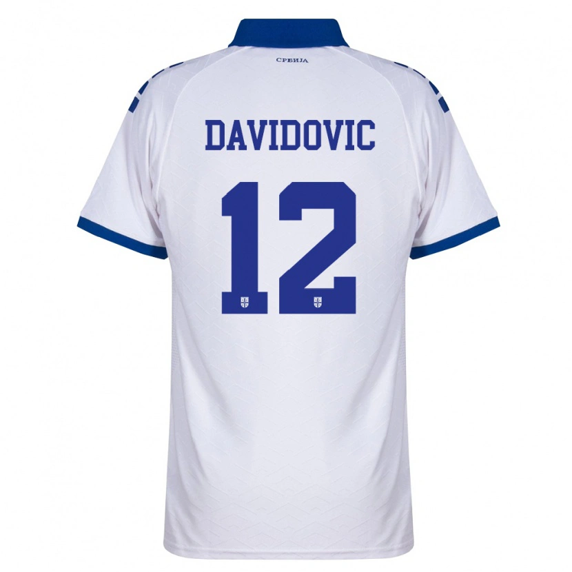 Danxen Män Serbien Vuk Davidovic #12 Marin Vit Röd Bortatröja Matchtröjor 26-28 Tröjor T-Tröja