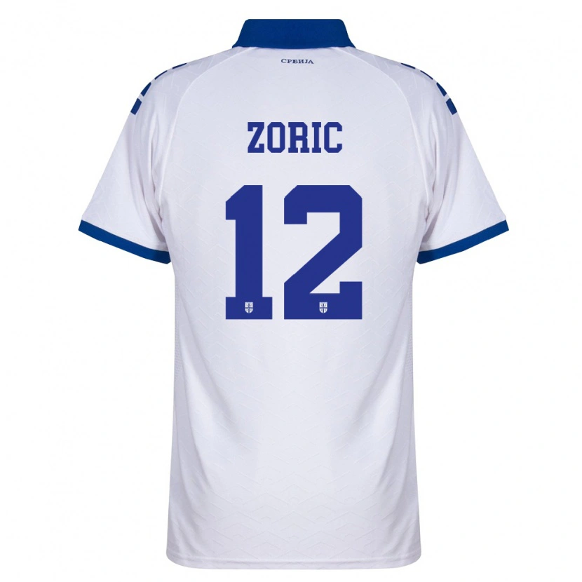 Danxen Män Serbien Nemanja Zoric #12 Marin Vit Röd Bortatröja Matchtröjor 26-28 Tröjor T-Tröja