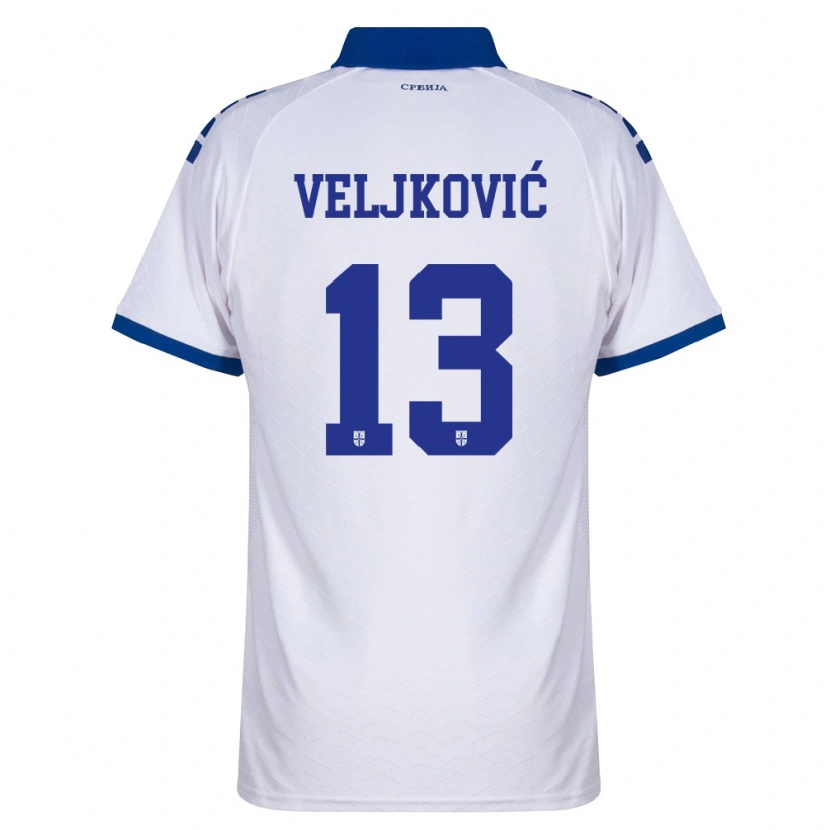 Danxen Män Serbien Milos Veljkovic #13 Marin Vit Röd Bortatröja Matchtröjor 26-28 Tröjor T-Tröja