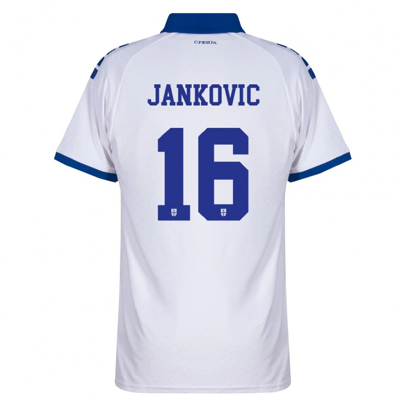 Danxen Män Serbien Dimitrije Jankovic #16 Marin Vit Röd Bortatröja Matchtröjor 26-28 Tröjor T-Tröja