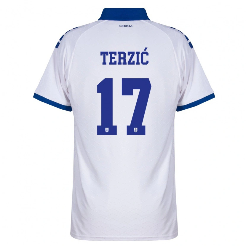 Danxen Män Serbien Aleksa Terzic #17 Marin Vit Röd Bortatröja Matchtröjor 26-28 Tröjor T-Tröja